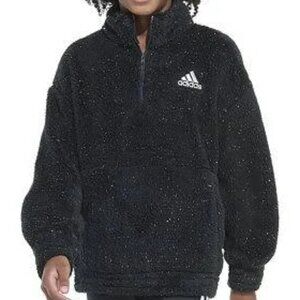 Adidas Big Girls Mock Neck Furry Lurex Sherpa Pullover Jacket NWT Size Large 14